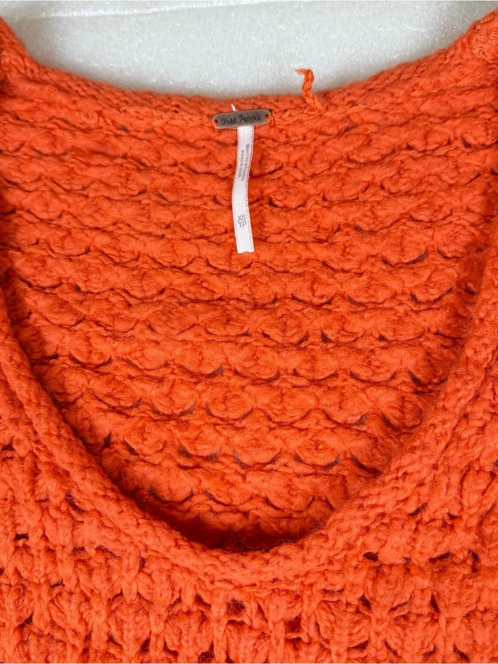 Women’s XS Free People Oversized Long Sleeve Orange Chunky Retro Sweater